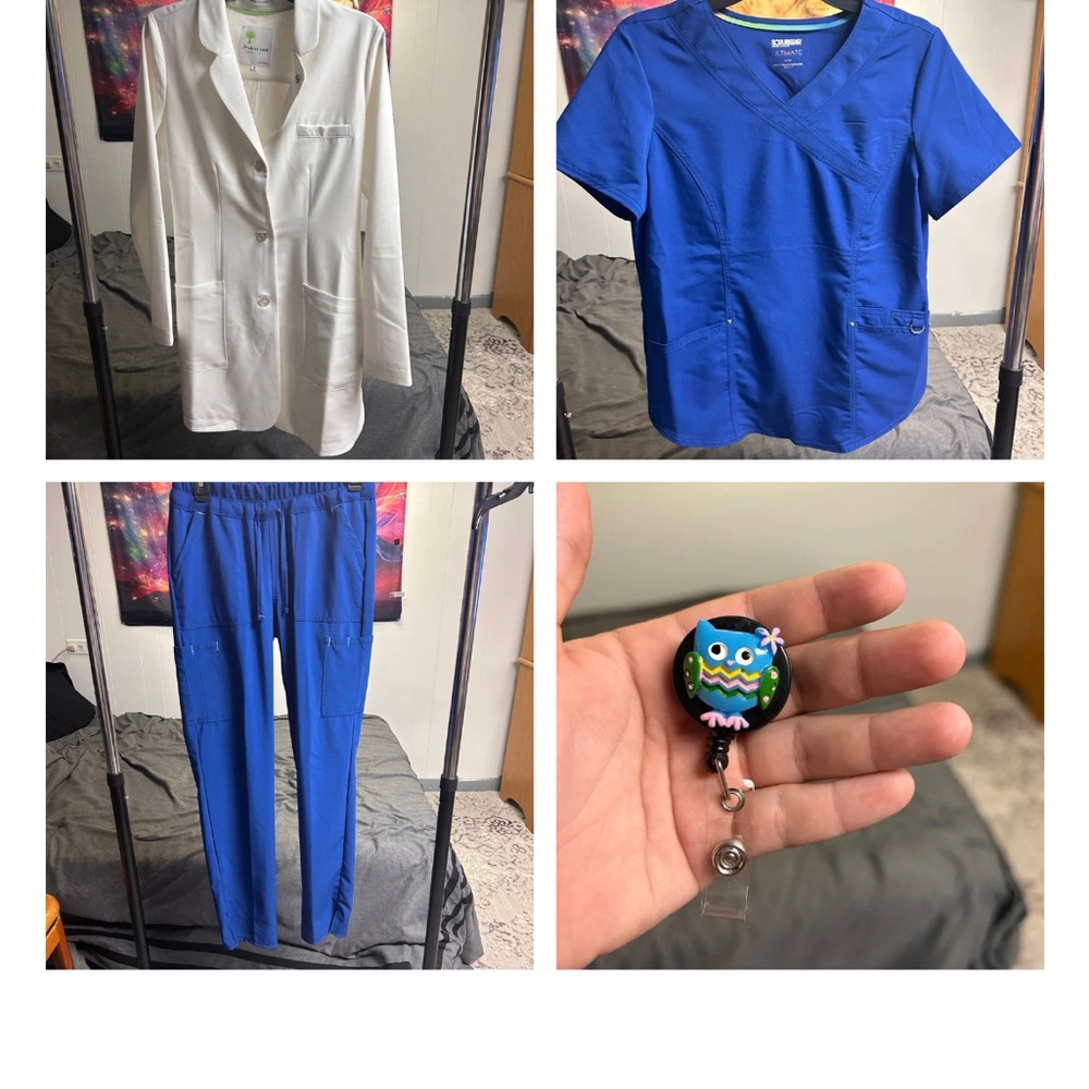 Women’s Scrubs, and lab coat Bundle